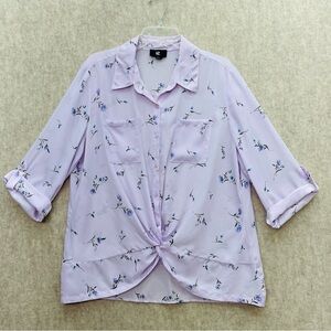 Women's Georgette Button Down  Blouse with Self Tying Waist XXL